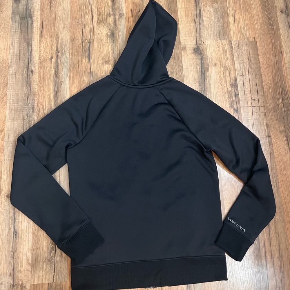 Under Armour Unisex Adult Med Midnight Black Full-Zip Hoodie - Picture 2 of 6